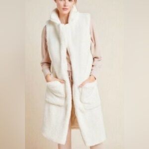 Anthropologie Saturday Sunday Cream Sherpa Long Vest M/L